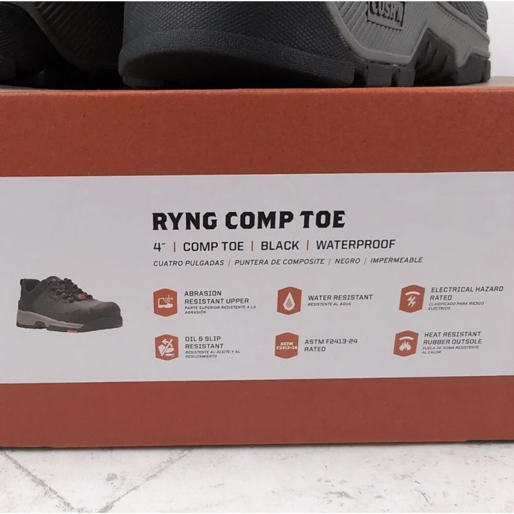Brunt Ryng Low 4” Comp Toe Shoes Men's Size 13 Black Waterproof Slip Resistant